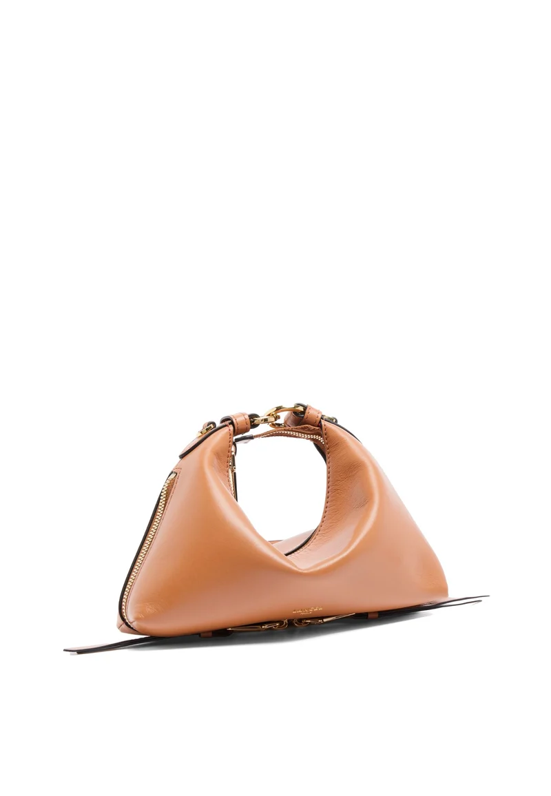 Lancel Origami Sac Baby Hobo Zippé Cuir Camel