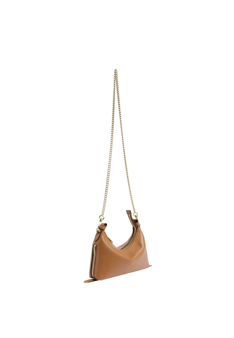 Lancel Origami Sac Baby Hobo Zippé Cuir Camel