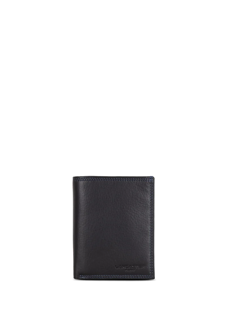 Lancaster Portefeuille Européen cuir de vachette Anti Piratage Noir/Bleu