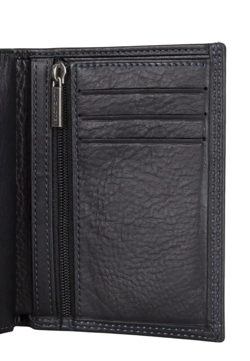 Lancaster Portefeuille Européen cuir de vachette Anti Piratage Noir/Bleu