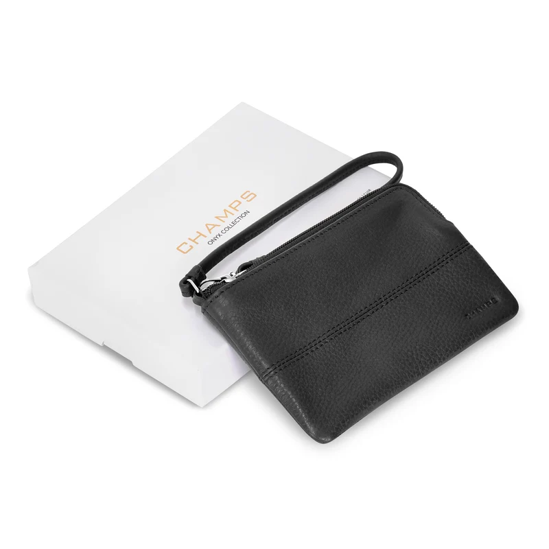 Onyx / Leather Wristlet