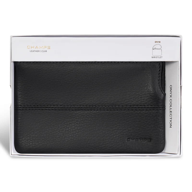 Onyx / Leather Wristlet