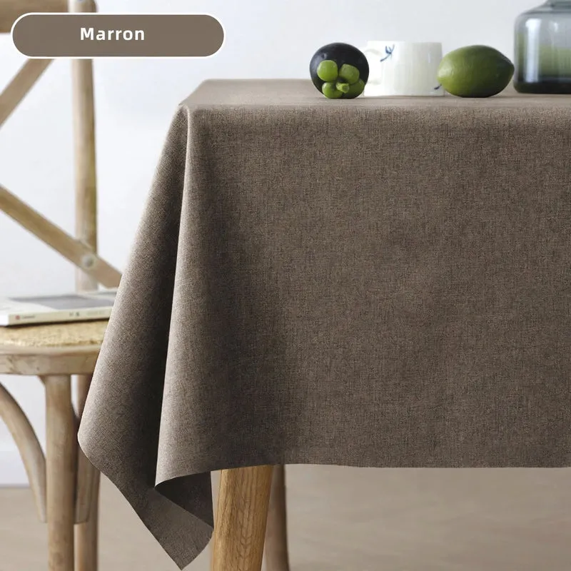 Nappe Effet Lin en Coton et Polyester Anti-Tâche Imperméable Couleur Unie