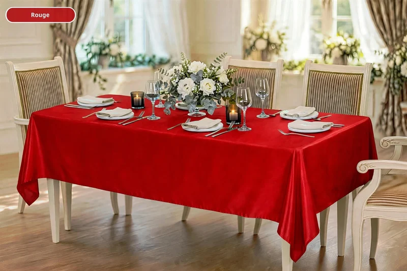 Nappe Rectangulaire en Satin effet Soyeux Mariage et Fêtes