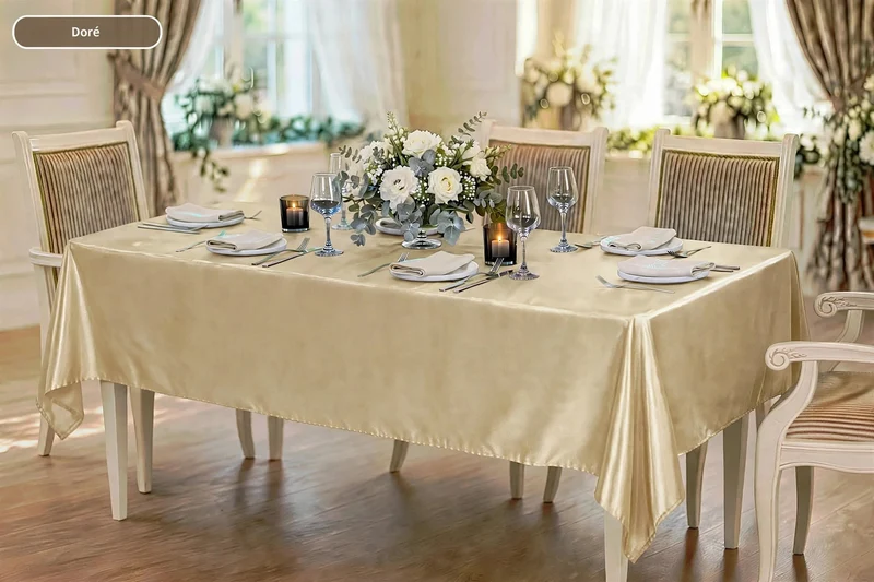Nappe Rectangulaire en Satin effet Soyeux Mariage et Fêtes