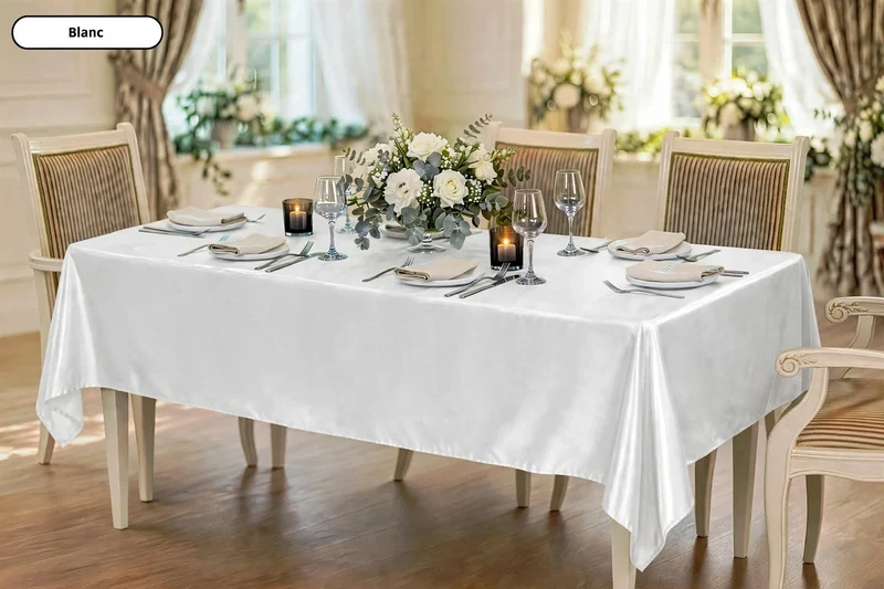 Nappe Rectangulaire en Satin effet Soyeux Mariage et Fêtes