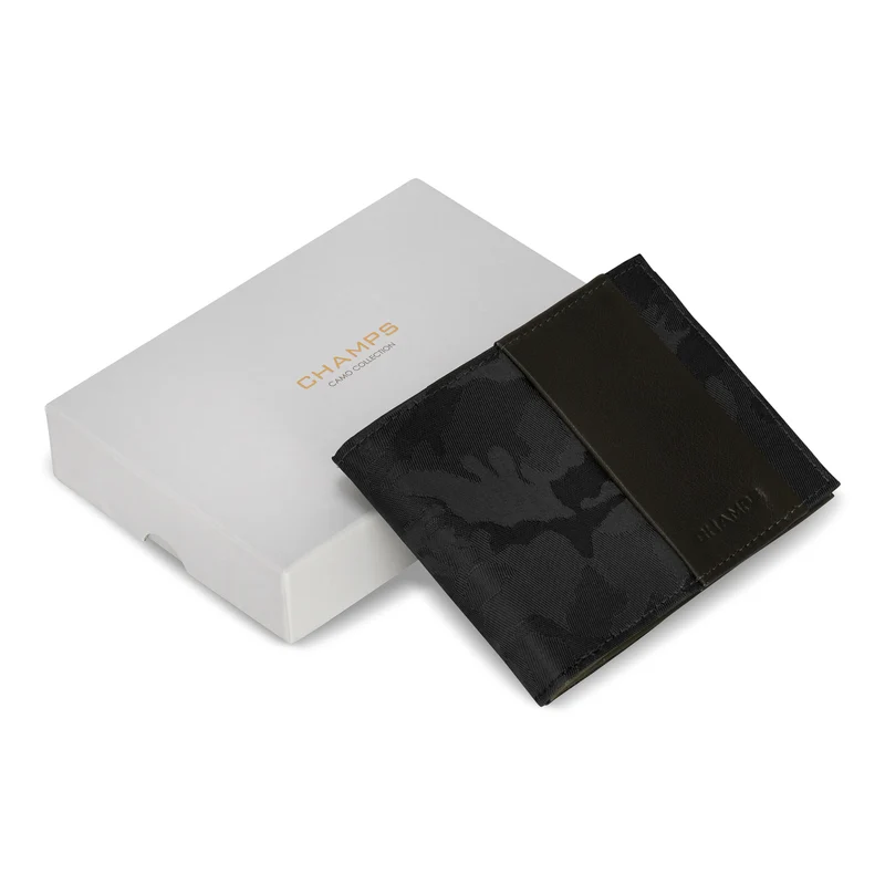 Camo / Leather Center Wing Wallet
