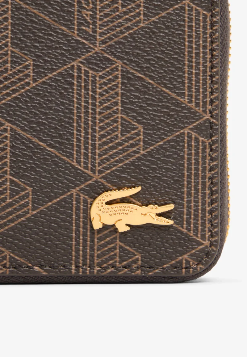 Lacoste Portefeuille Zippé The Blend Mono Noir Shiitake