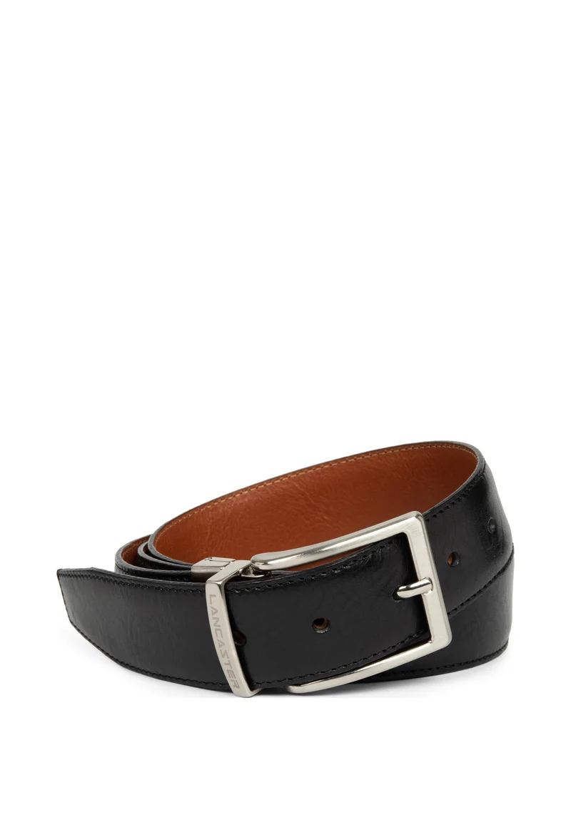 Lancaster Ceinture Cuir Lisse Homme Noir - Vison