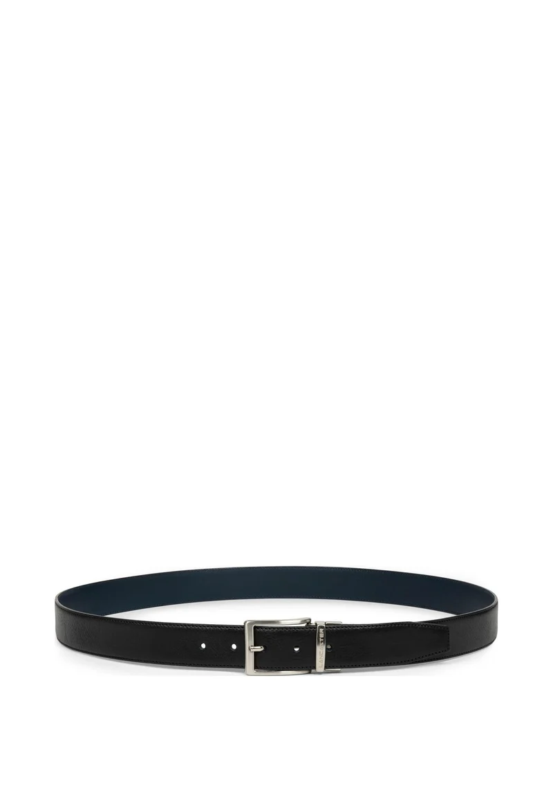 Lancaster Ceinture Cuir Lisse Homme Noir - Bleu