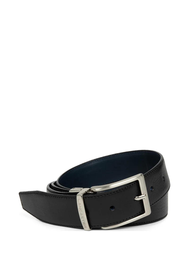 Lancaster Ceinture Cuir Lisse Homme Noir - Bleu