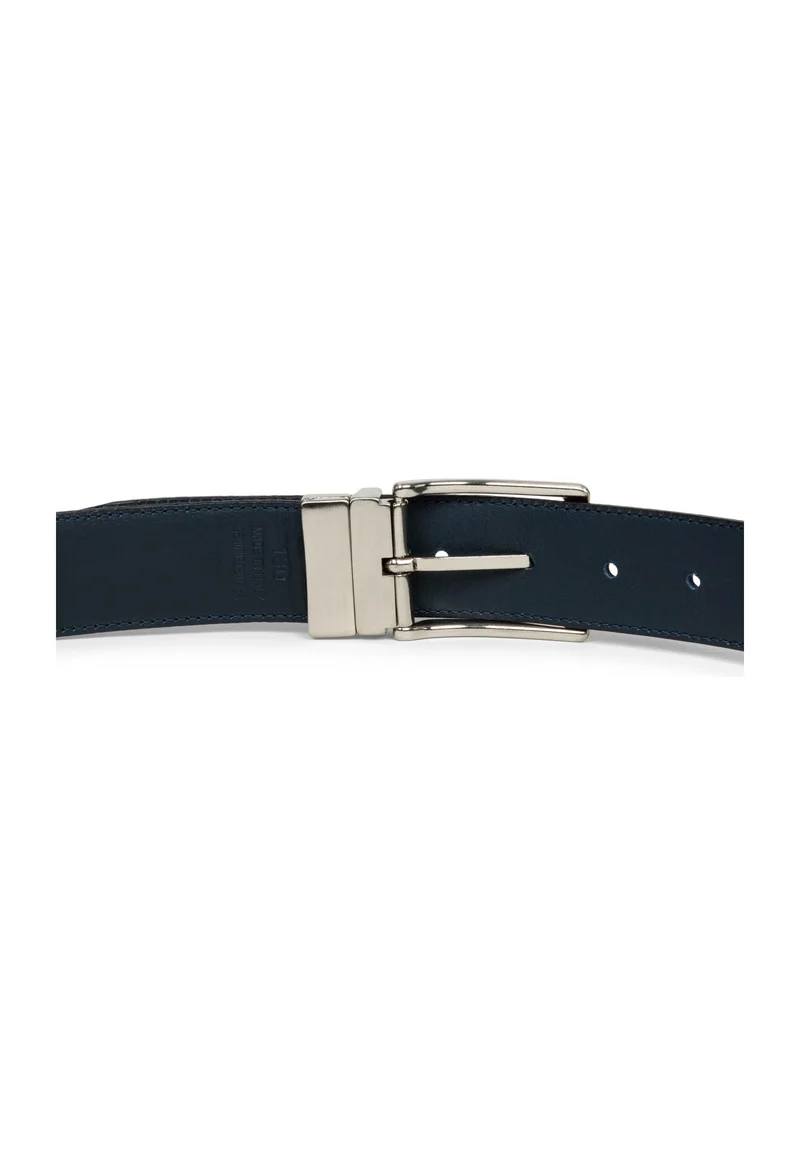 Lancaster Ceinture Cuir Lisse Homme Noir - Bleu