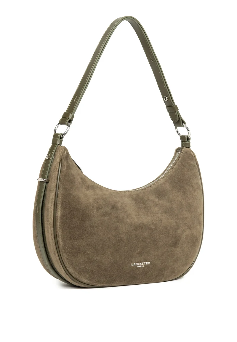Lancaster Sac besace Zippé L Suède IT Kaki foncé