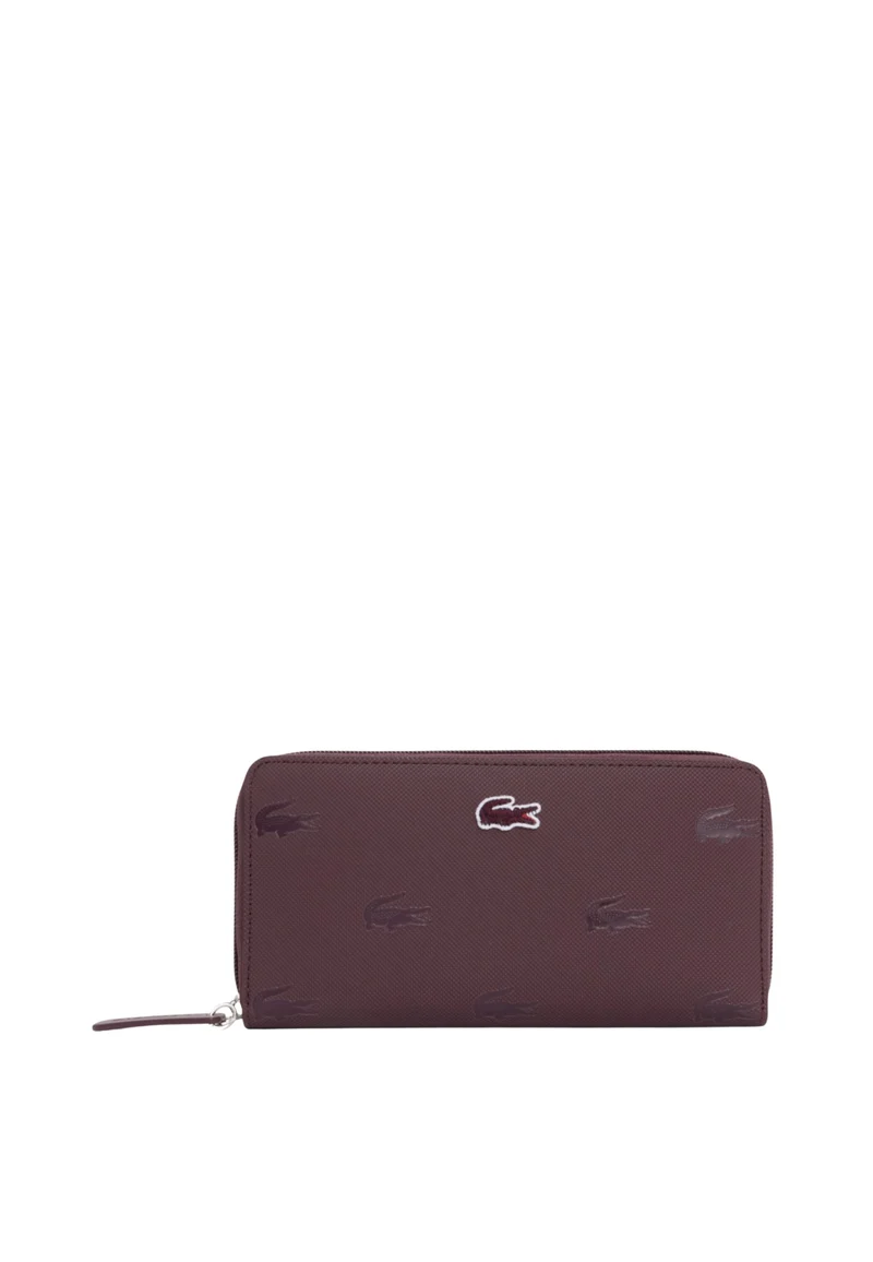Lacoste Grand portefeuille zippé Bordeaux Oxalis