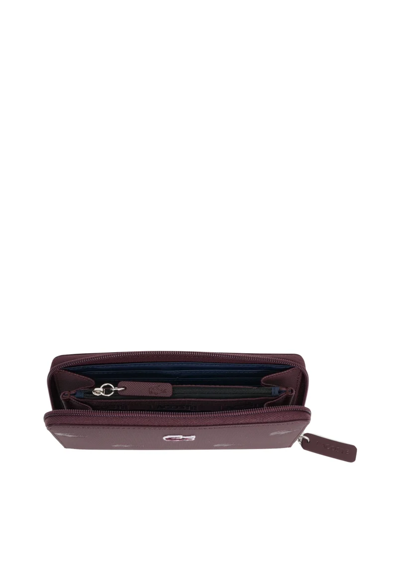 Lacoste Grand portefeuille zippé Bordeaux Oxalis