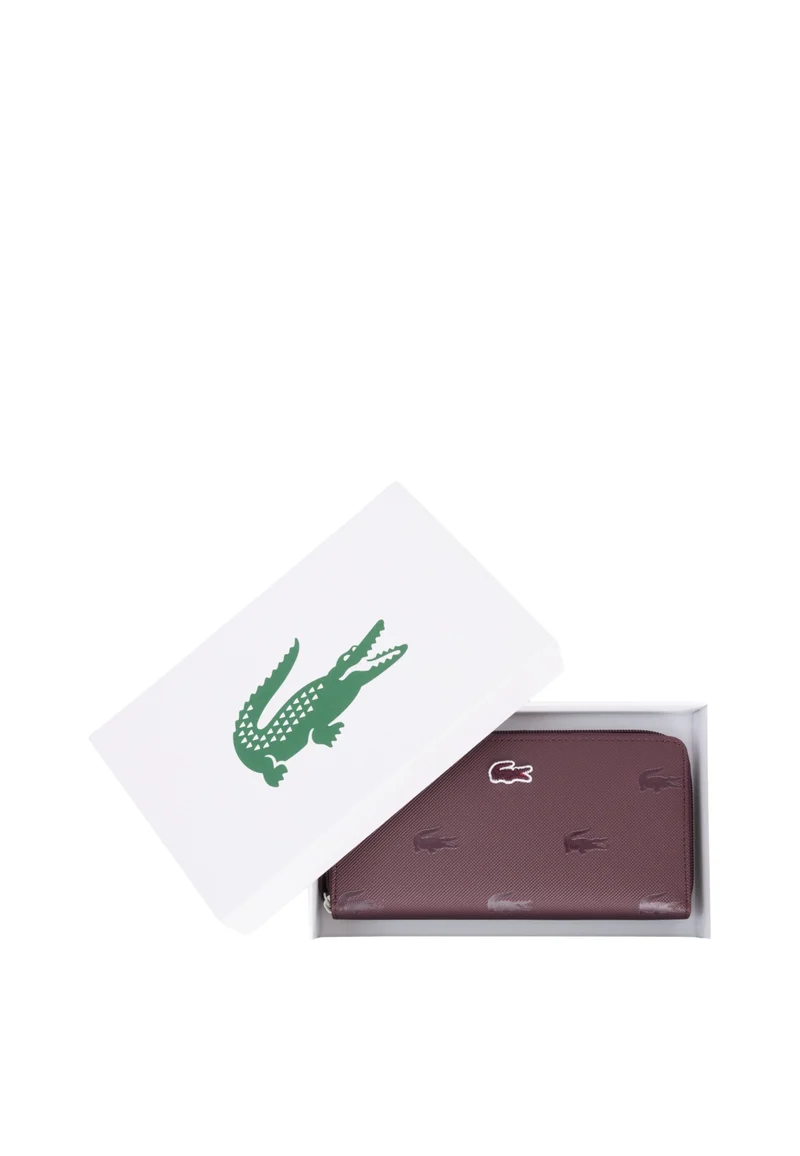Lacoste Grand portefeuille zippé Bordeaux Oxalis