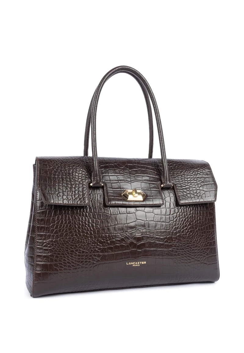 Lancaster Sac cabas épaule A rabat avec fermoir XL Exo Marron Foncé