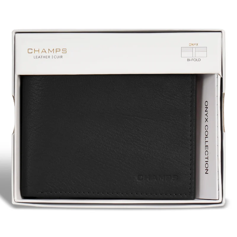 Onyx / Leather Bi-Fold Wallet
