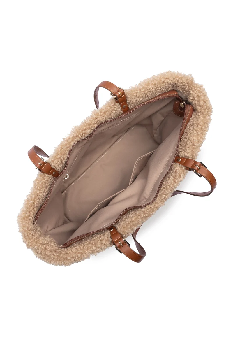 Lancaster Sac cabas épaule Zippé Moumoute Cognac