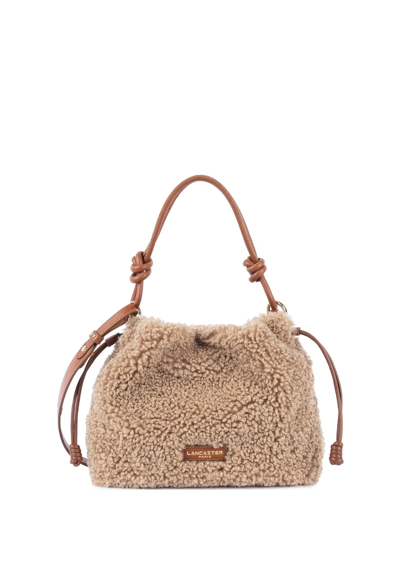 Lancaster Sac besace A lacets coulissants M Moumoute Cognac