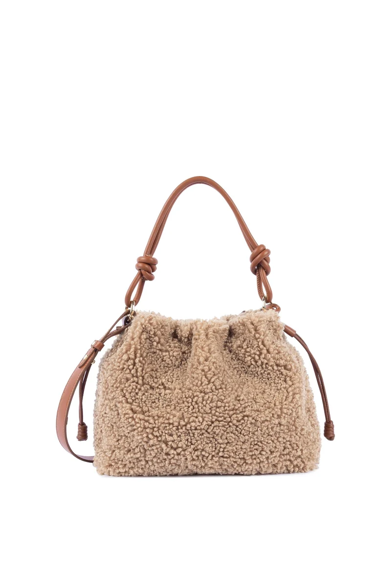 Lancaster Sac besace A lacets coulissants M Moumoute Cognac