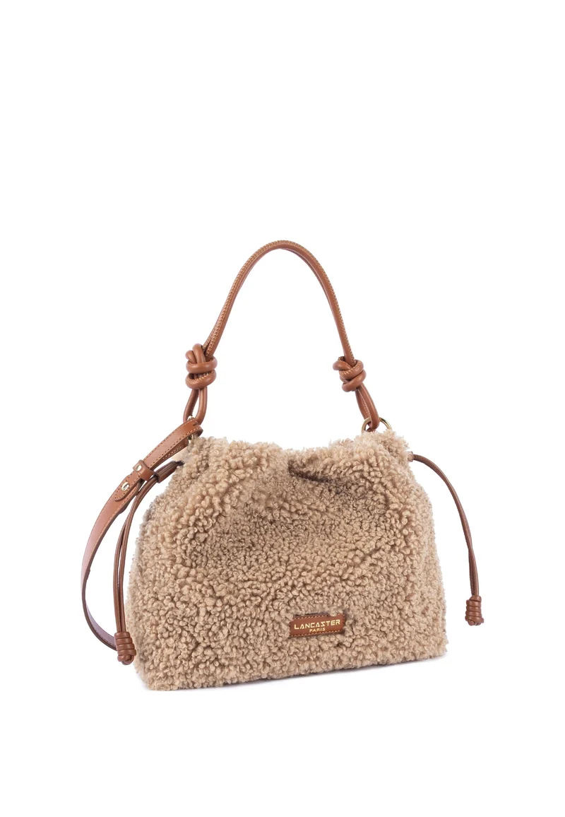 Lancaster Sac besace A lacets coulissants M Moumoute Cognac
