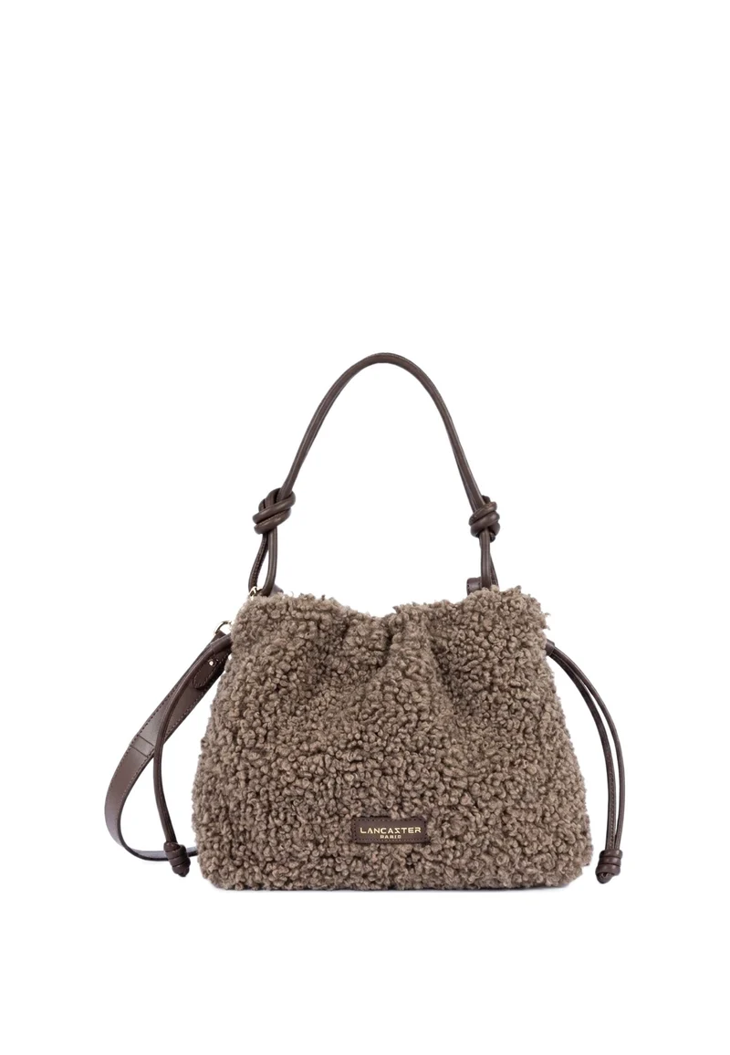 Lancaster Sac besace A lacets coulissants M Moumoute Marron
