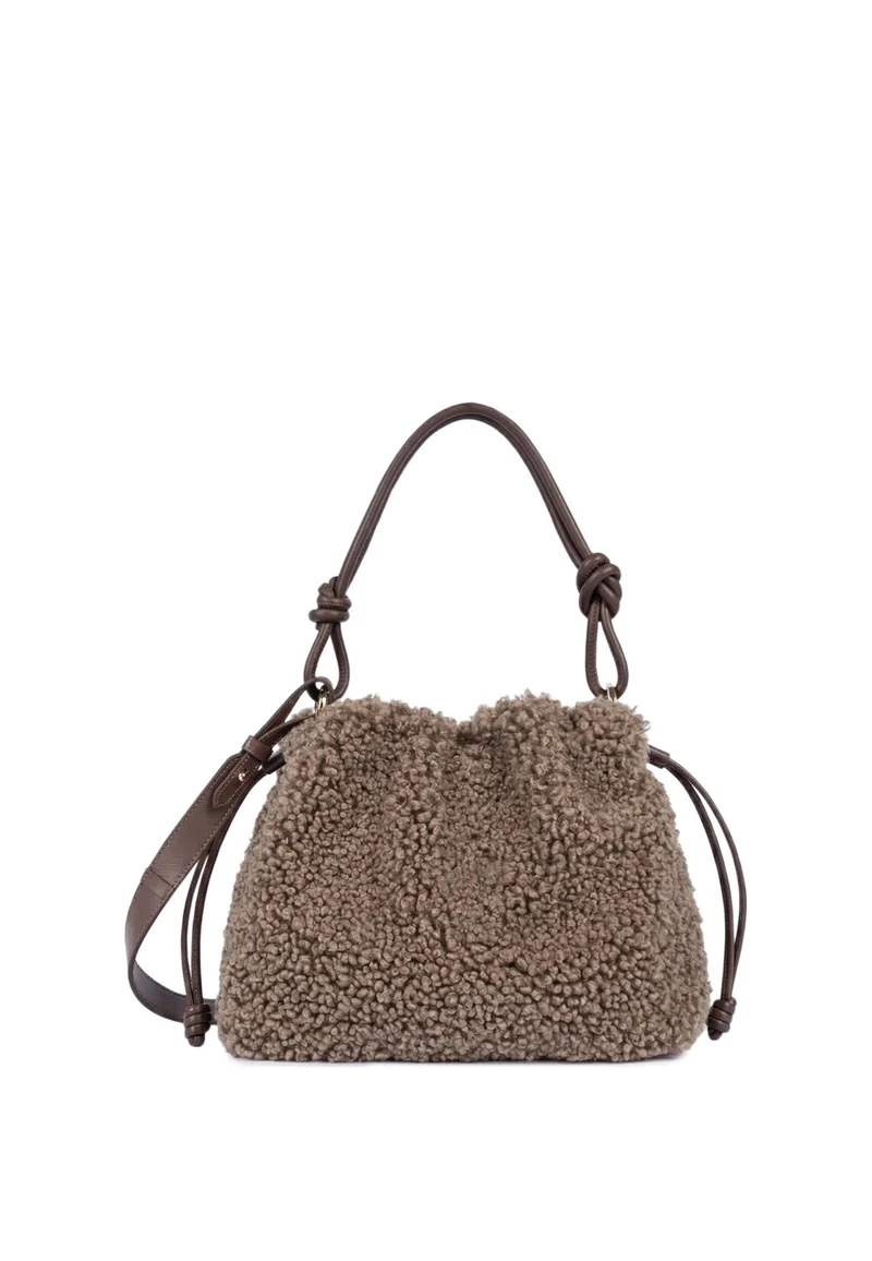 Lancaster Sac besace A lacets coulissants M Moumoute Marron