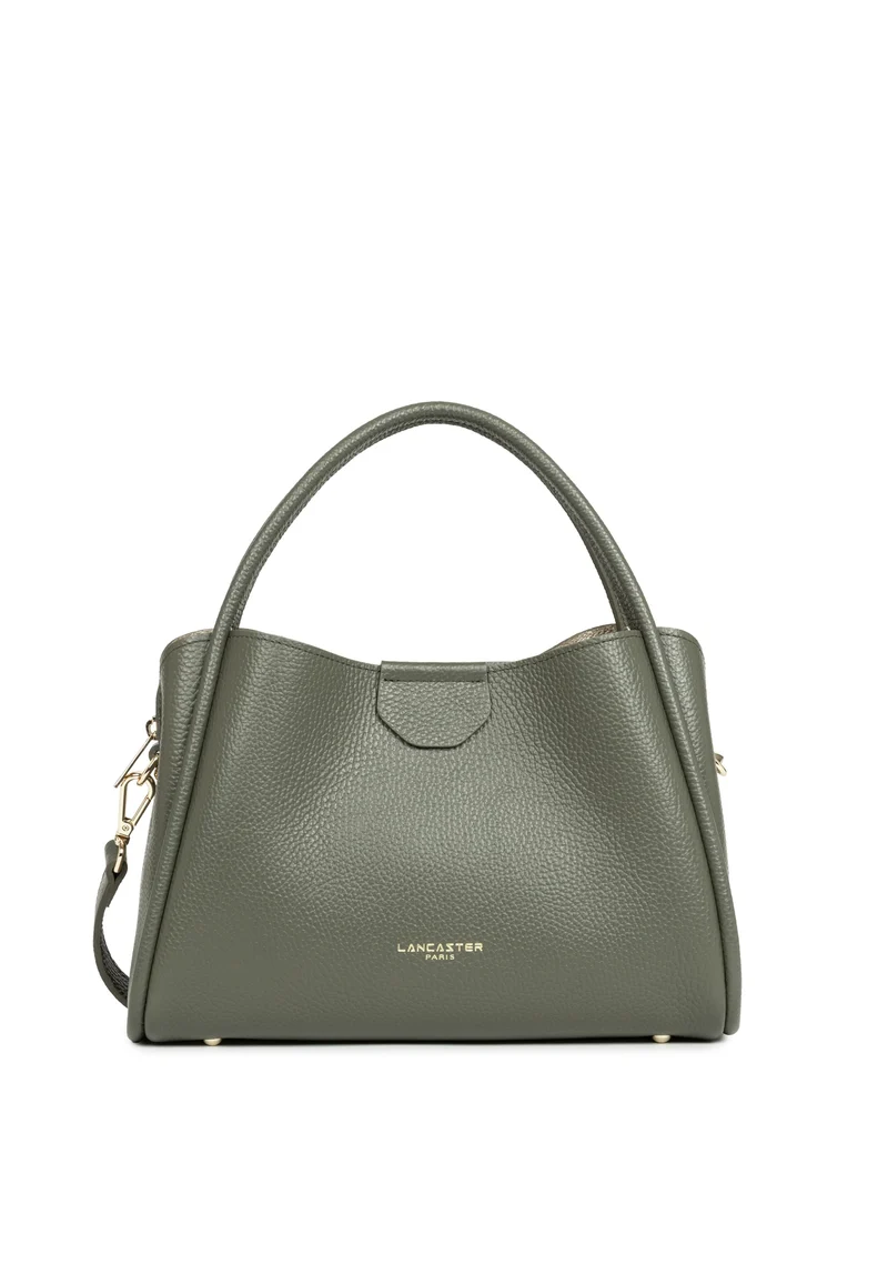 Lancaster Sac à main Aimantée M Ida Double Cuir Kaki Fumé