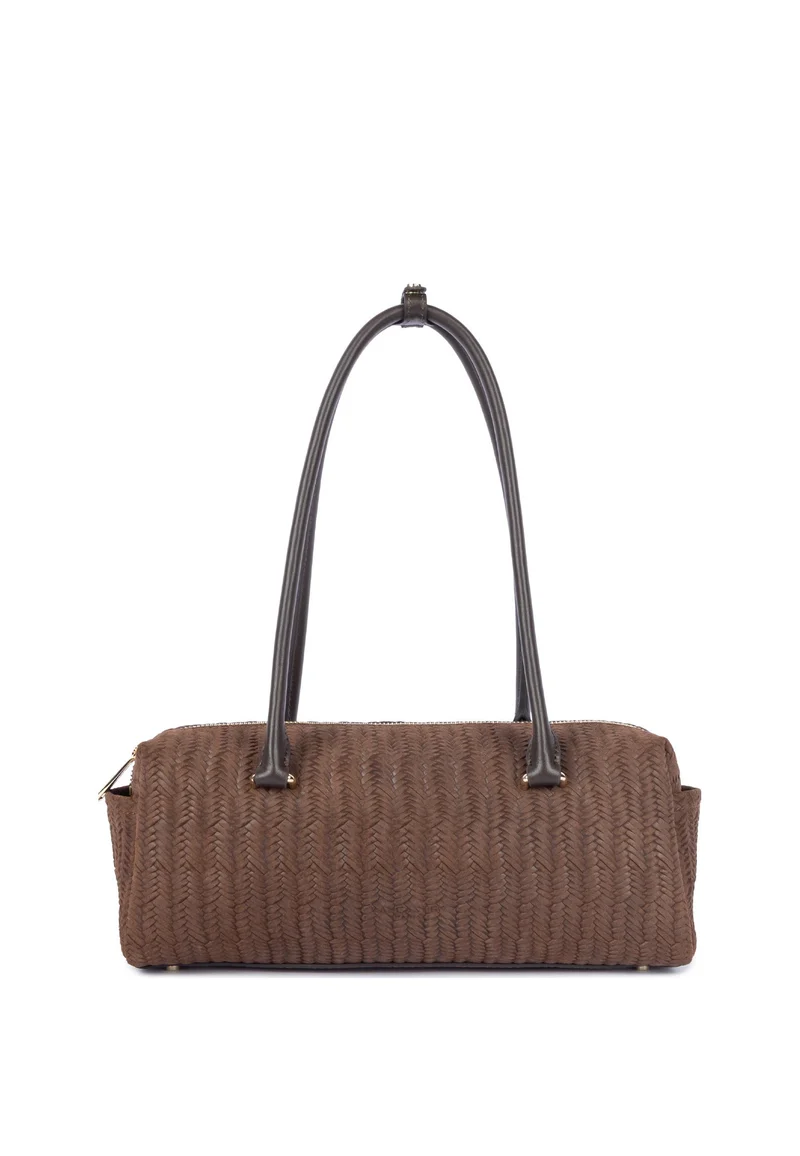 Lancaster Sac rectangle Zippé Tressé Cube Marron