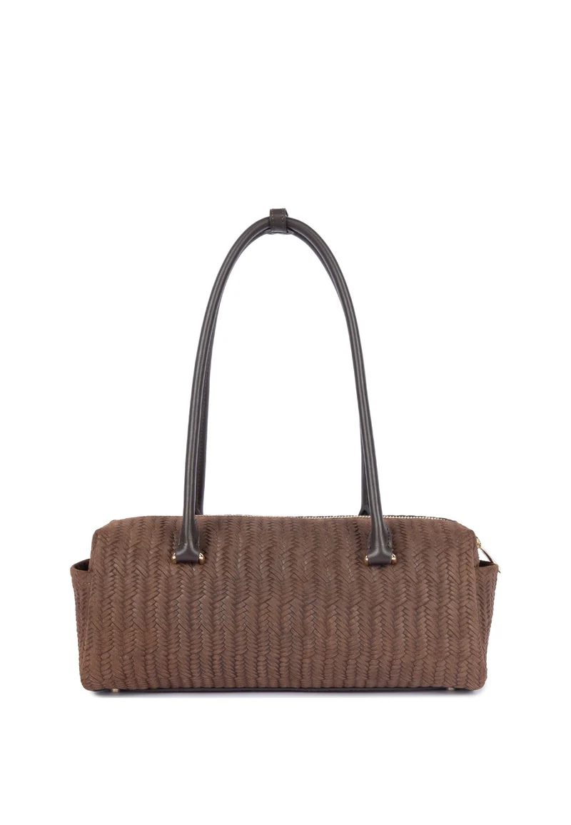 Lancaster Sac rectangle Zippé Tressé Cube Marron
