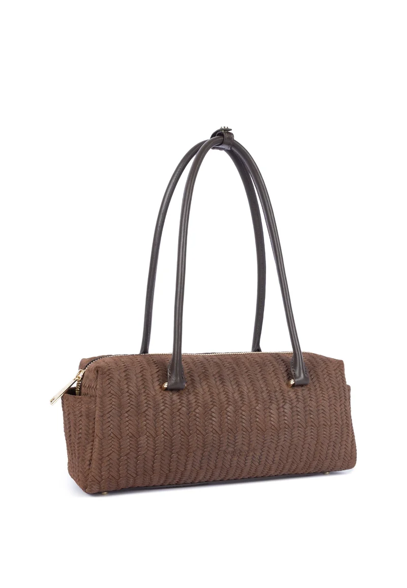 Lancaster Sac rectangle Zippé Tressé Cube Marron