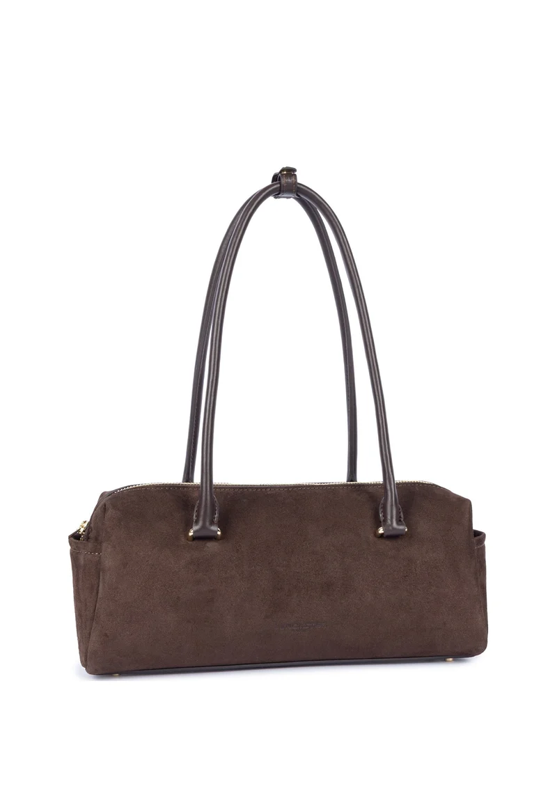 Lancaster Sac rectangle Zippé Suède Cube Marron