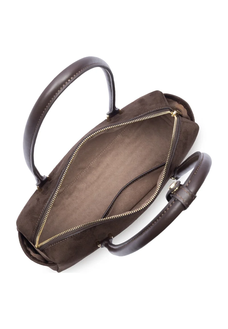 Lancaster Sac rectangle Zippé Suède Cube Marron