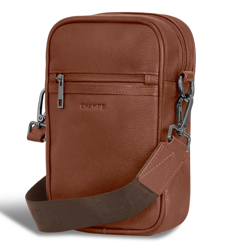 Onyx / Leather Vertical Cross-Body Bag