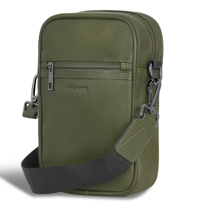 Onyx / Leather Vertical Cross-Body Bag