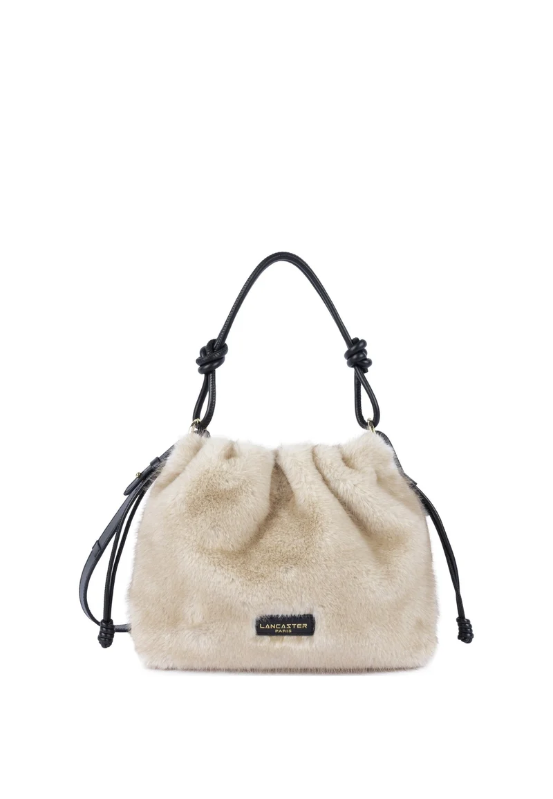 Lancaster Sac besace A lacets coulissants M Moumoute Ecru - Noir