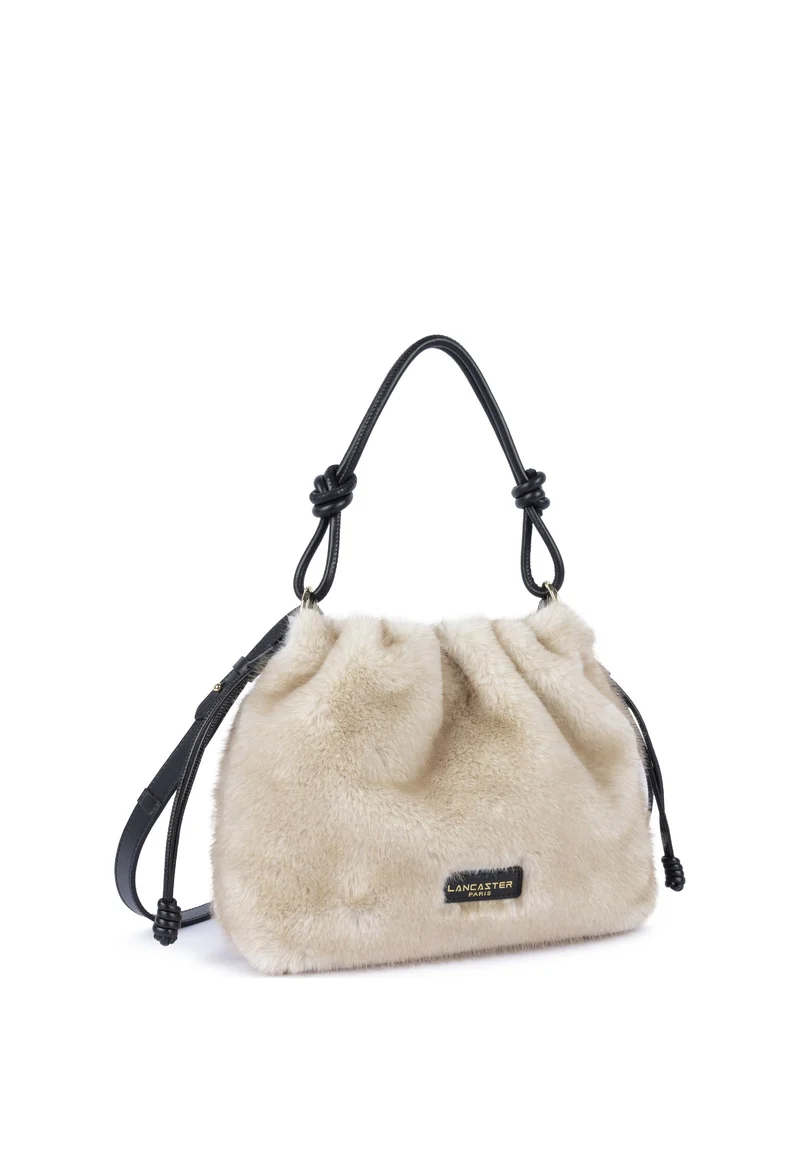 Lancaster Sac besace A lacets coulissants M Moumoute Ecru - Noir