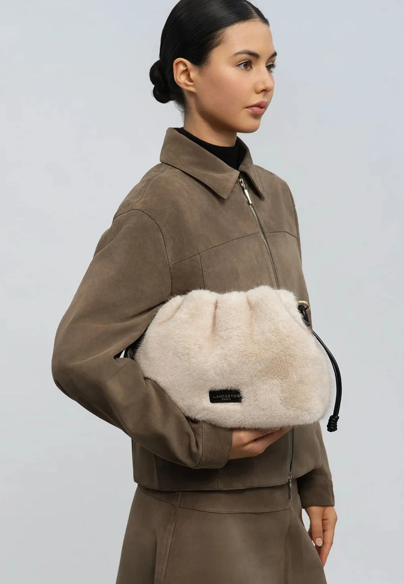 Lancaster Sac besace A lacets coulissants M Moumoute Ecru - Noir