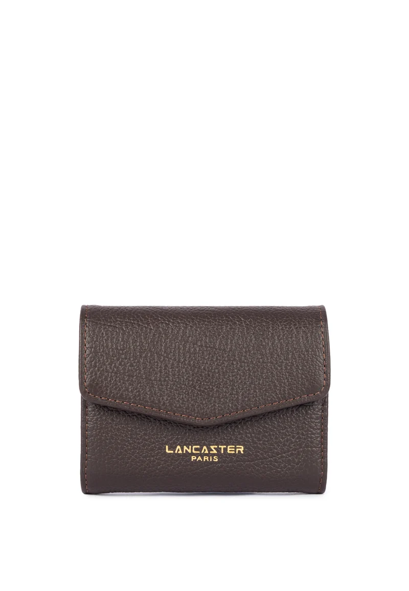 Lancaster Portefeuille A rabat avec pression Dune Cuir Marron Foncé