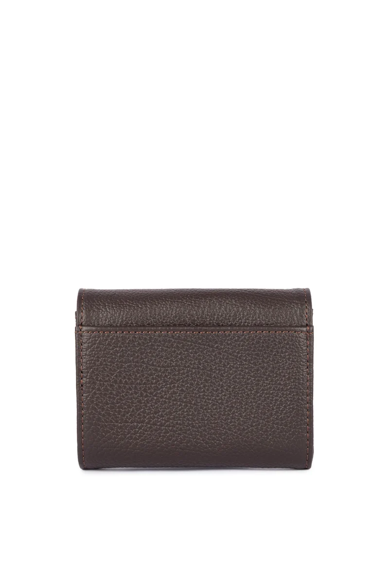 Lancaster Portefeuille A rabat avec pression Dune Cuir Marron Foncé