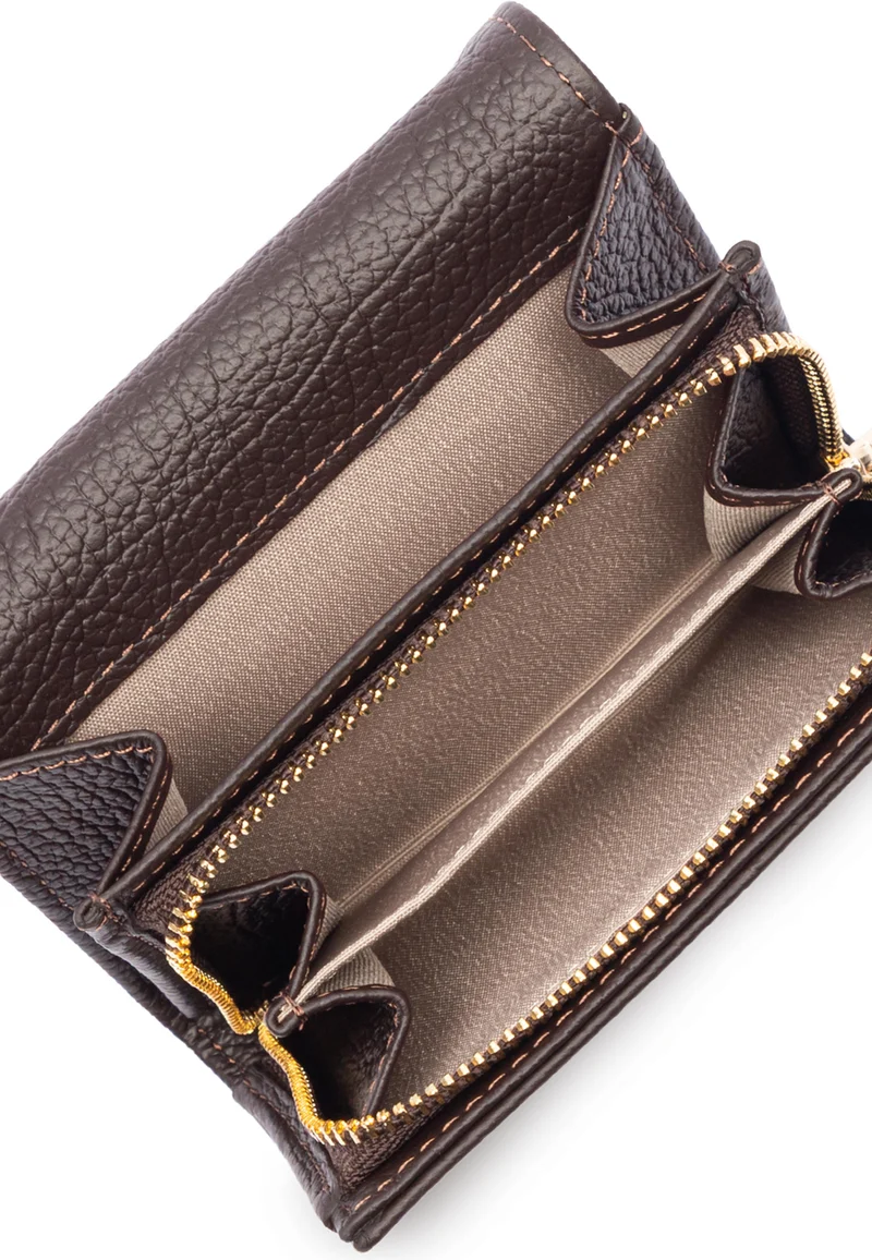 Lancaster Portefeuille A rabat avec pression Dune Cuir Marron Foncé