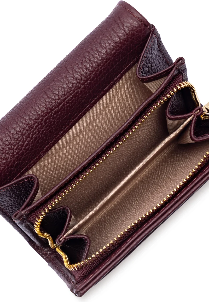 Lancaster Portefeuille A rabat avec pression Dune Cuir Bordeaux Foncé