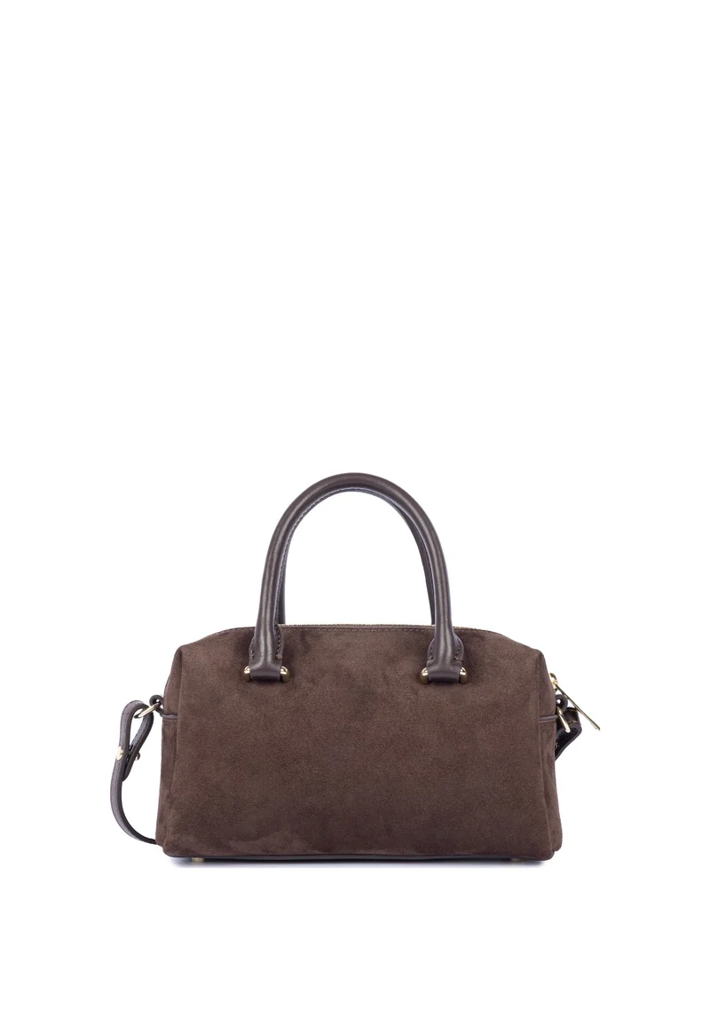 Lancaster Sac à main Zippé Suède Cube Marron