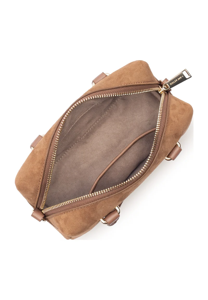 Lancaster Sac à main Zippé Suède Cube Camel