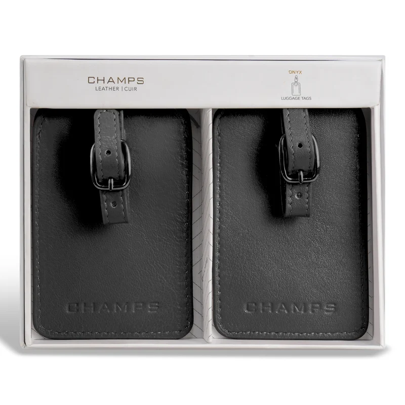 Onyx / Leather Luggage Tags