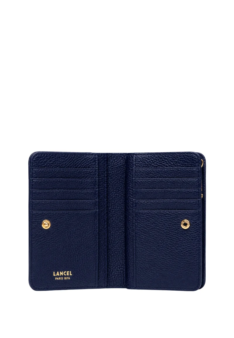 Lancel Enveloppe Portefeuille Rectangulaire Zippé Cuir Ultramarine
