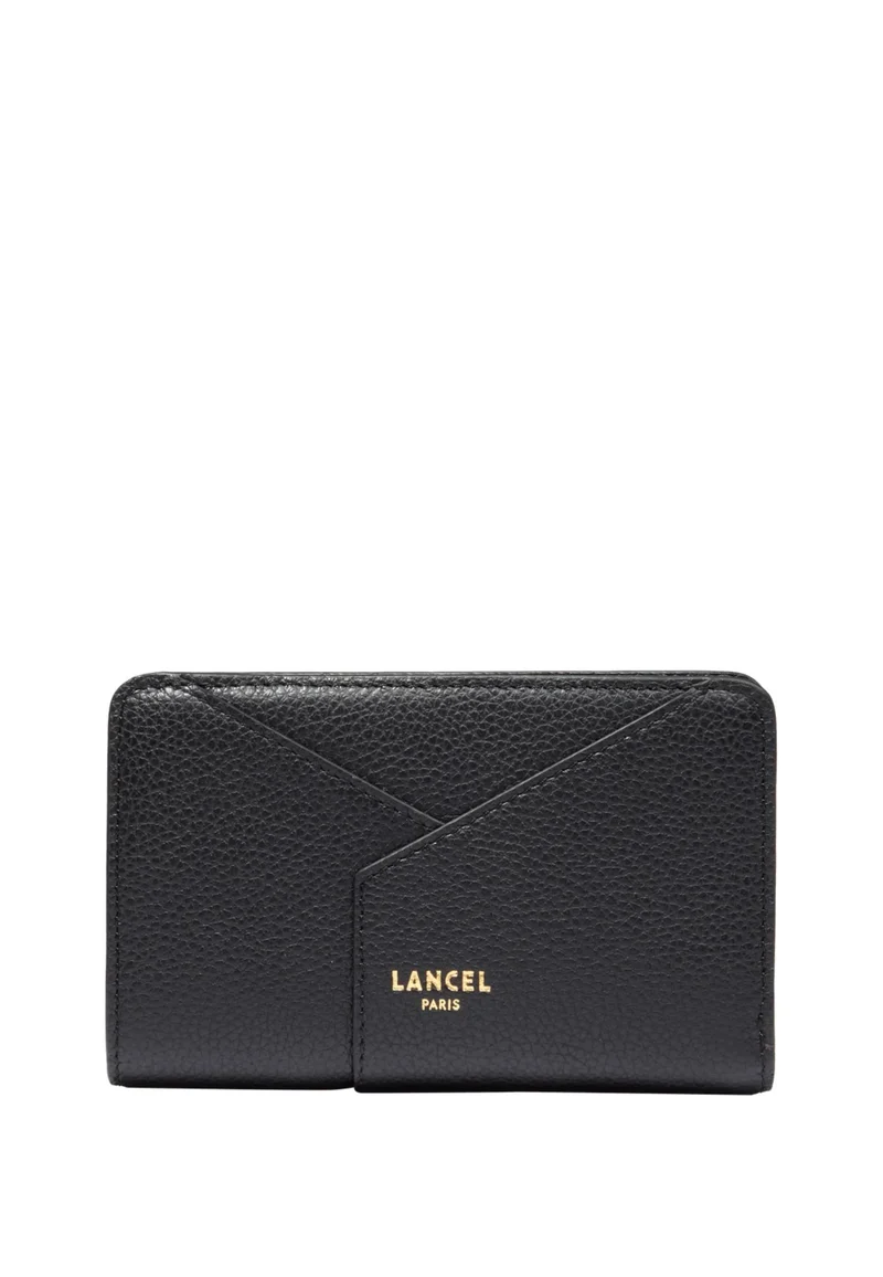 Lancel Enveloppe Portefeuille Rectangulaire Zippé Cuir Noir