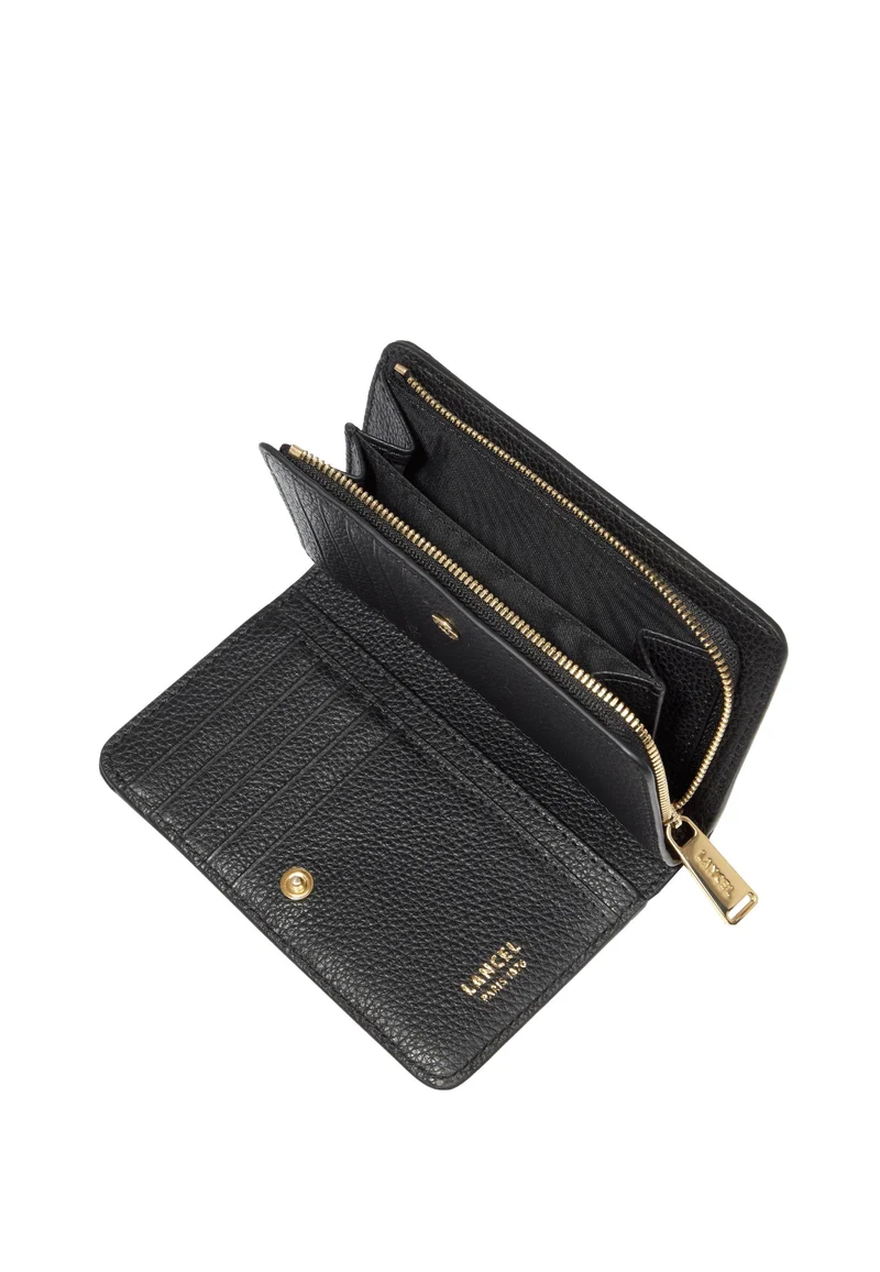 Lancel Enveloppe Portefeuille Rectangulaire Zippé Cuir Noir