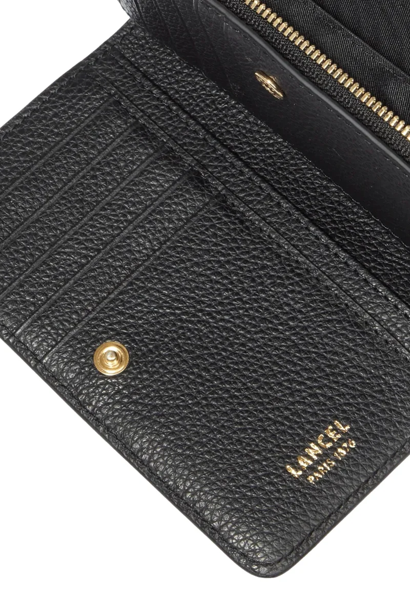 Lancel Enveloppe Portefeuille Rectangulaire Zippé Cuir Noir